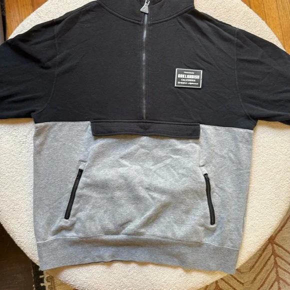 Oaklandish Quarter-Zip Sweatshirt Black and Gray Size Large - Picture 2 of 6
